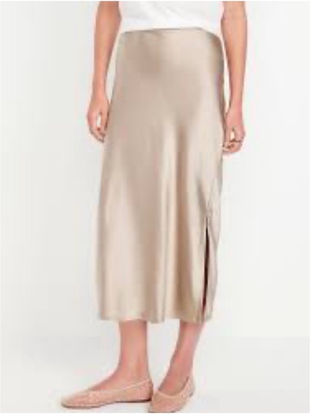 Old Navy Satin Midi Skirt in Champagne